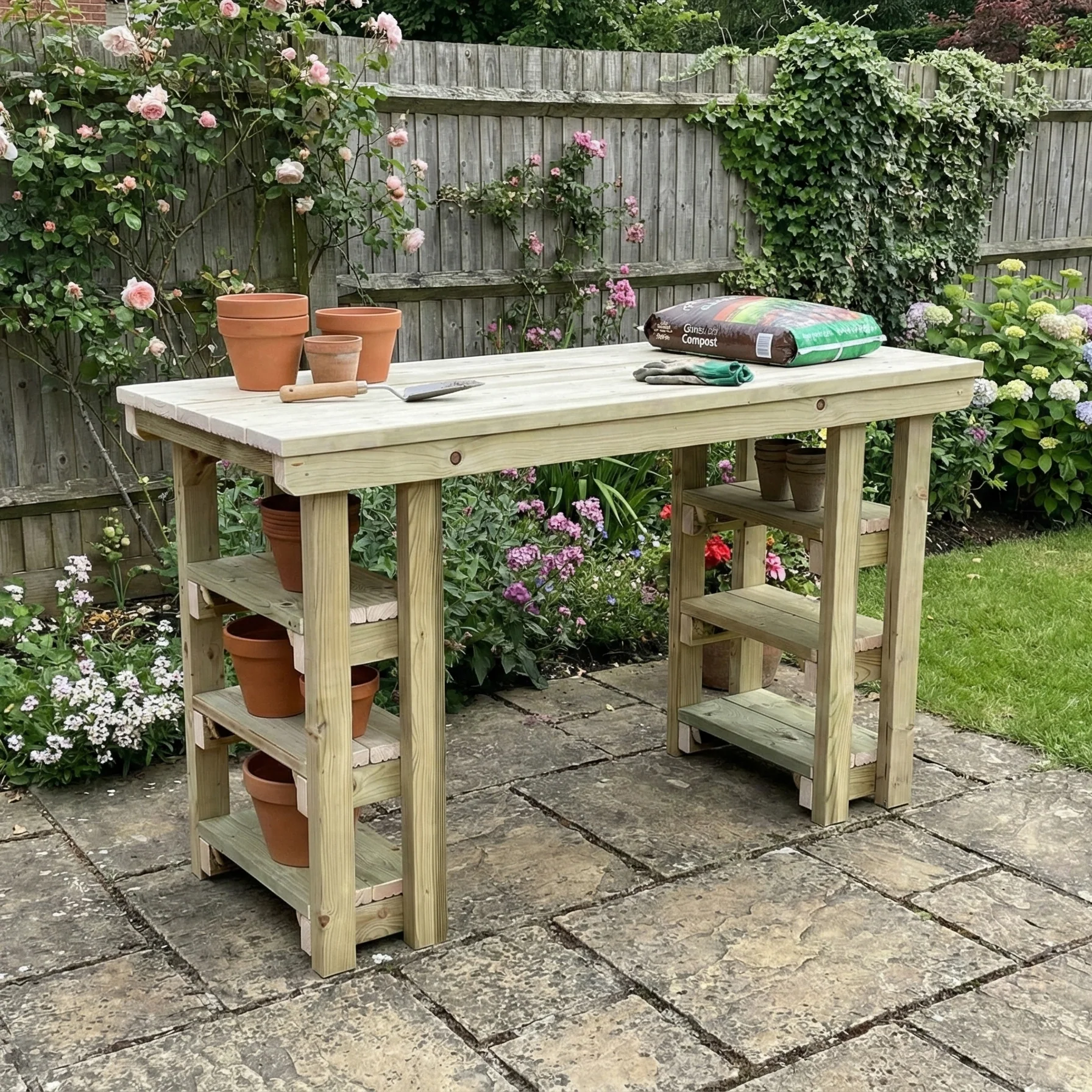 Garden potting table, multi purpose workbench (150cm) - Image 2