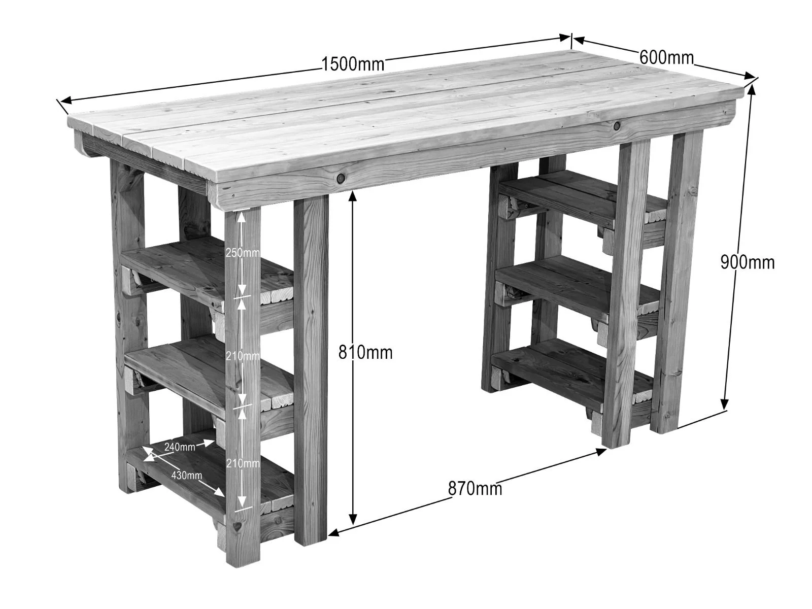 Garden potting table, multi purpose workbench (150cm) - Image 3