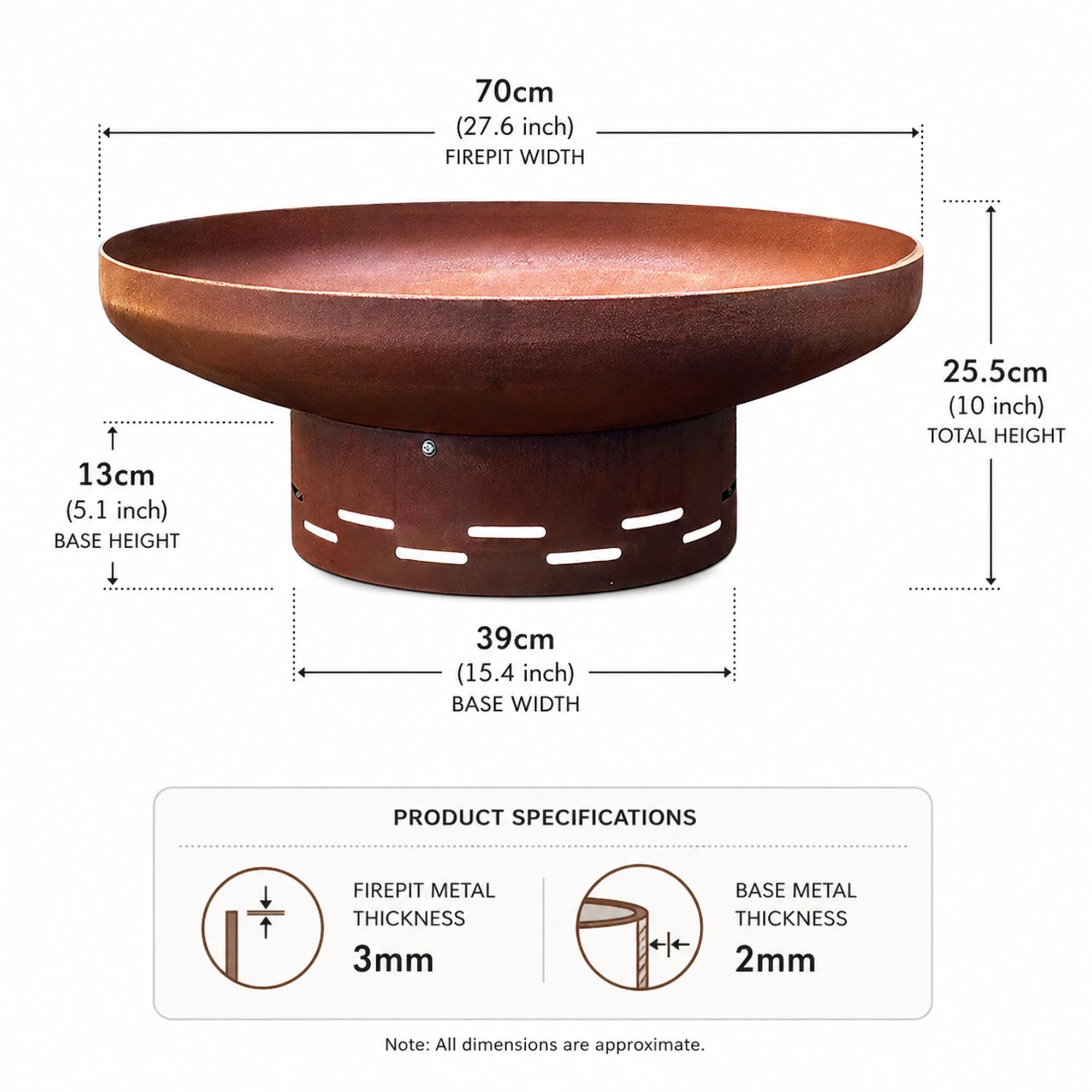 Heavy-Duty Pre-Rusted Metal Corten Steel Round Firepit - Image 3