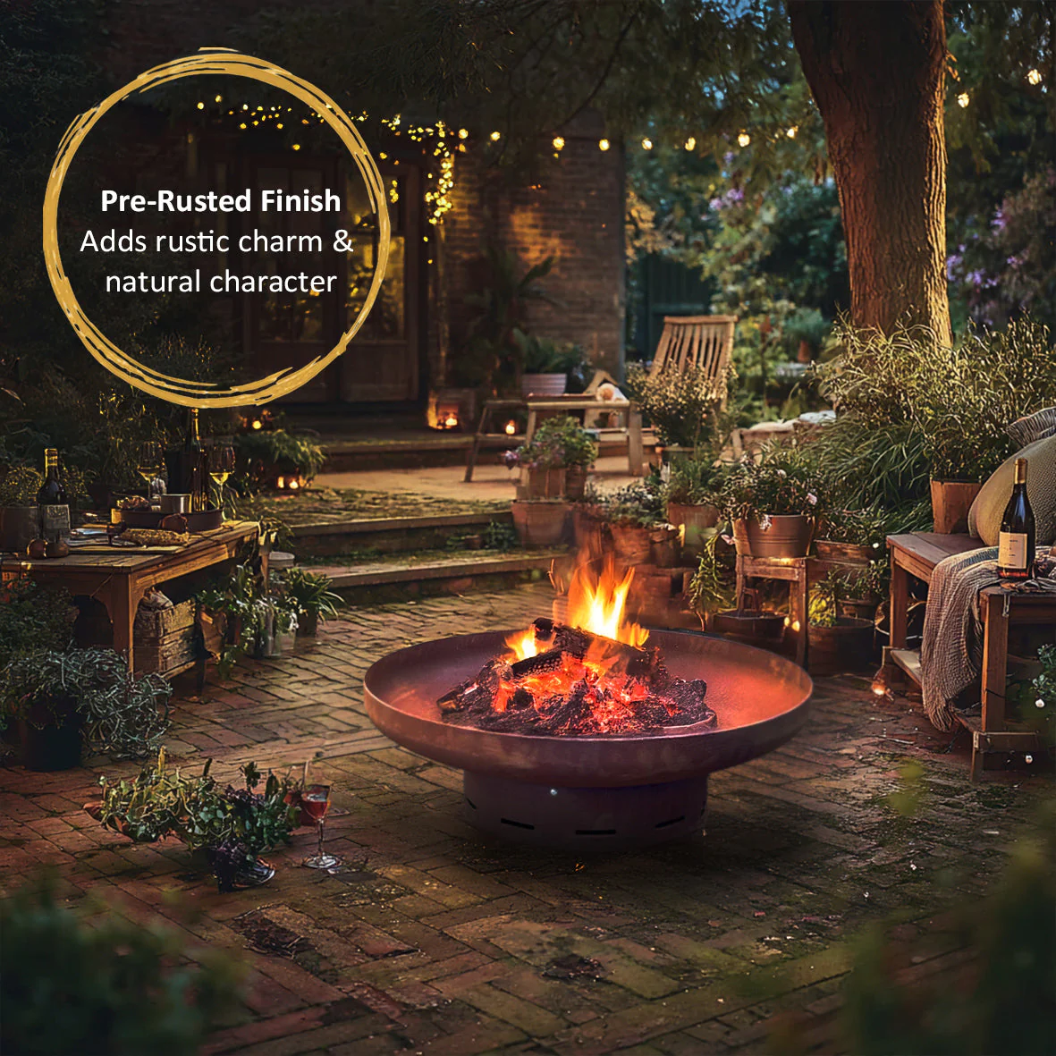 Heavy-Duty Pre-Rusted Metal Corten Steel Round Firepit - Image 8