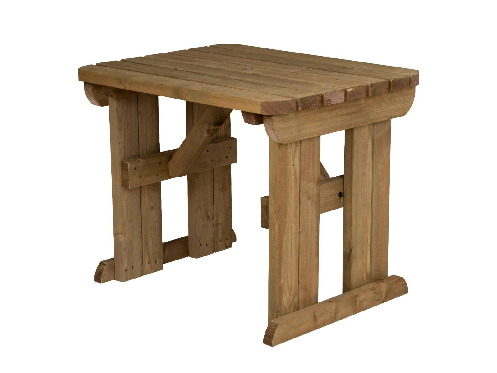 Hollies Rounded Wooden Garden Table, Outdoor Picnic Dining Desk - Rustic Finish - Image 9