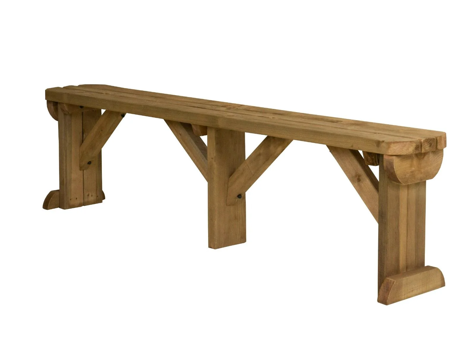 Hollies Wooden Garden Rounded Bench, Outdoor Fence Seat - Rustic Finish - Image 7