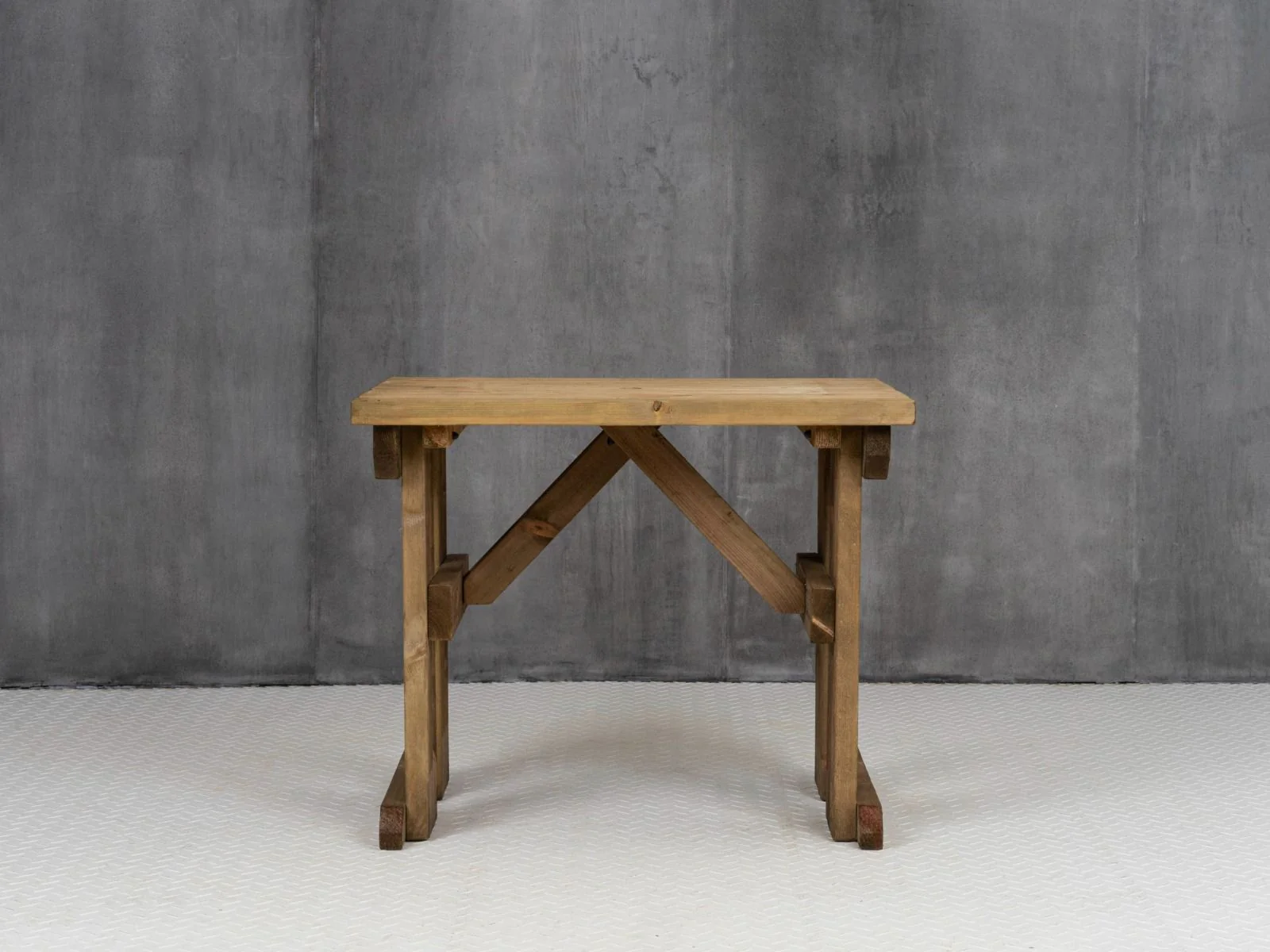 Hollies Wooden Garden Table, Outdoor Picnic Dining Desk - Rustic Finish - Image 11