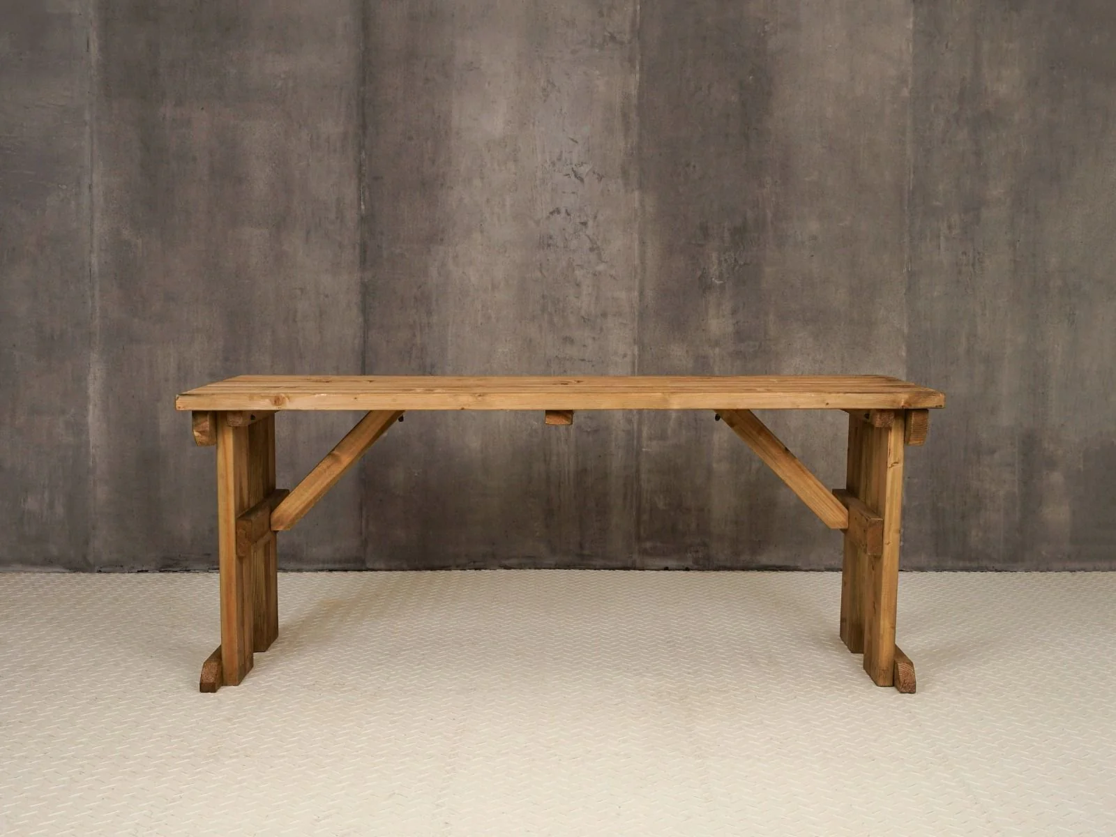 Hollies Wooden Garden Table, Outdoor Picnic Dining Desk - Rustic Finish - Image 6