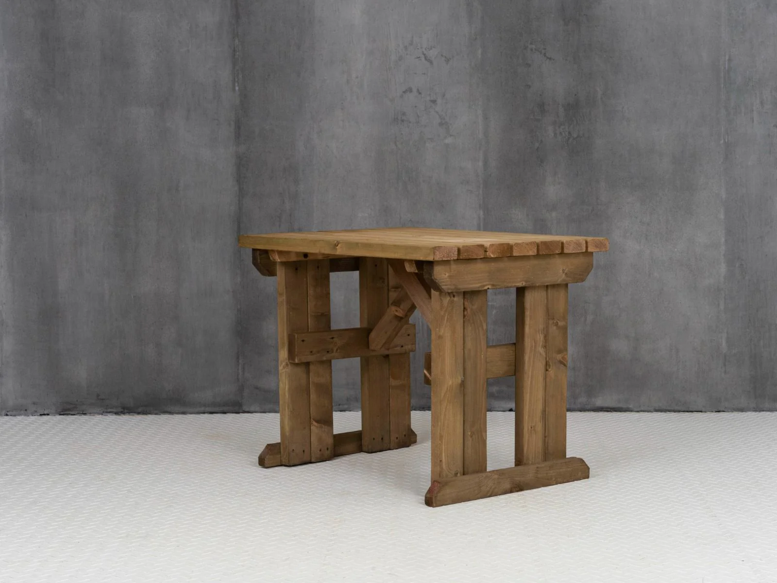 Hollies Wooden Garden Table, Outdoor Picnic Dining Desk - Rustic Finish - Image 8