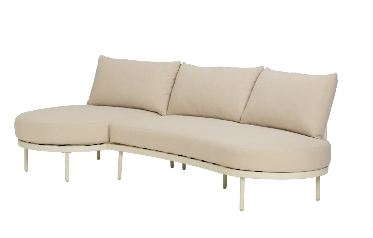Kiki Beige 3-Seater Outdoor Chaise Sofa | Olefin Cushions & Aluminium Frame - Image 2
