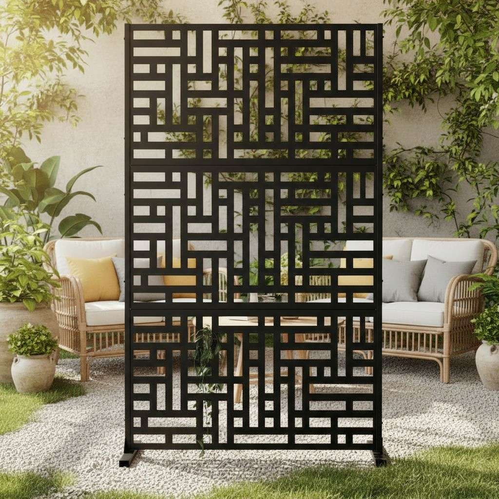 Metal Indoor/Outdoor Privacy Screen 90cm x 180cm - Maze - Image 17