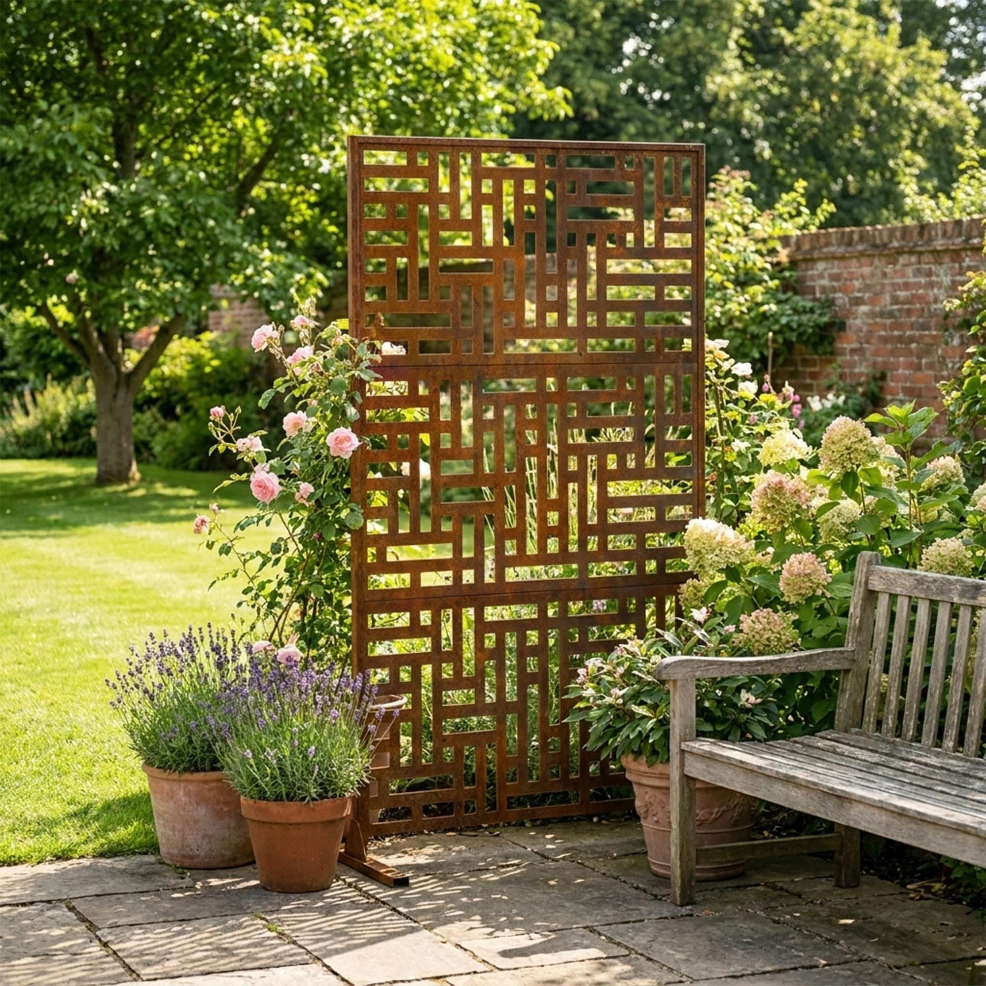 Metal Indoor/Outdoor Privacy Screen 90cm x 180cm - Maze - Image 2