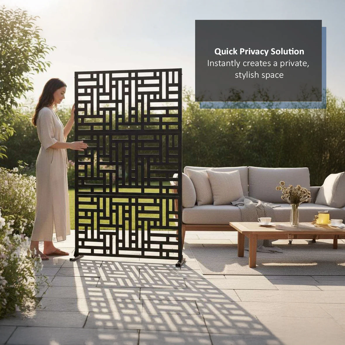 Metal Indoor/Outdoor Privacy Screen 90cm x 180cm - Maze - Image 5