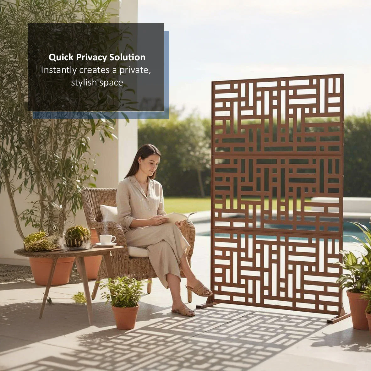 Metal Indoor/Outdoor Privacy Screen 90cm x 180cm - Maze - Image 8