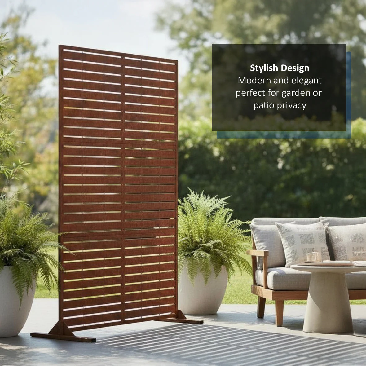 Metal Indoor/Outdoor Privacy Screen 90cm x 180cm - Slats - Image 14