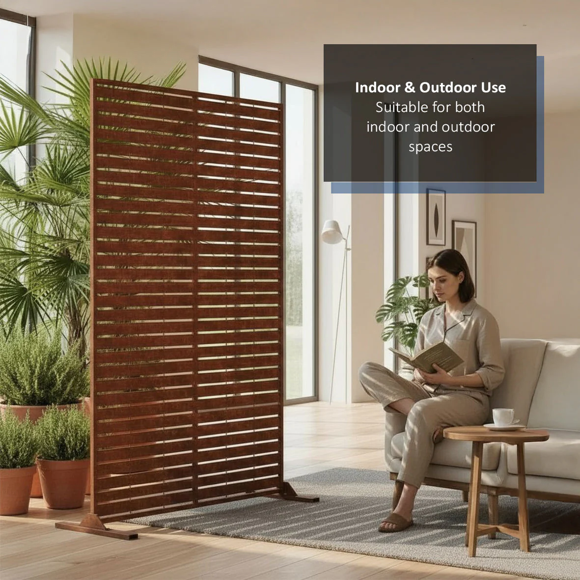 Metal Indoor/Outdoor Privacy Screen 90cm x 180cm - Slats - Image 15