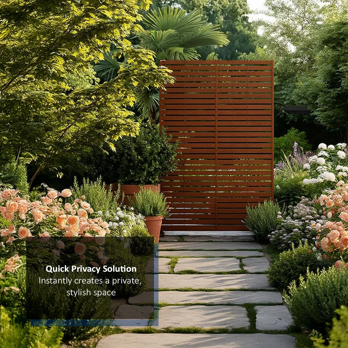 Metal Indoor/Outdoor Privacy Screen 90cm x 180cm - Slats - Image 16