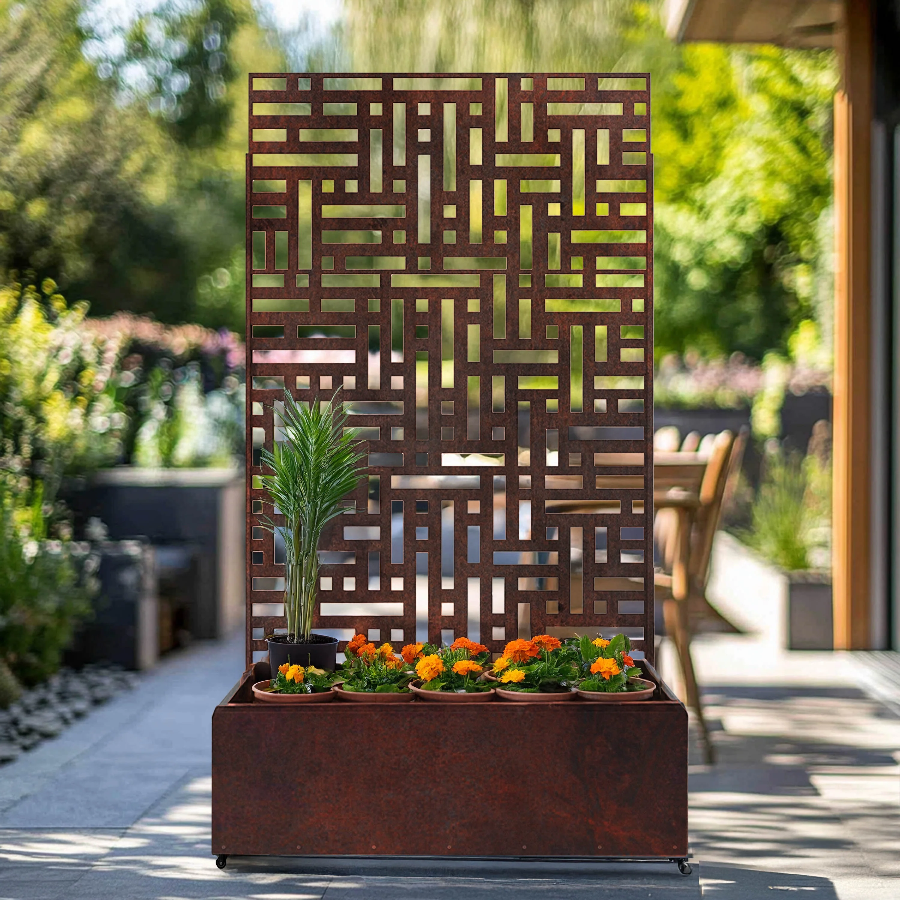 Metal Indoor/Outdoor Privacy Screen with Plant Pot - 90cm x 180cm - Image 4