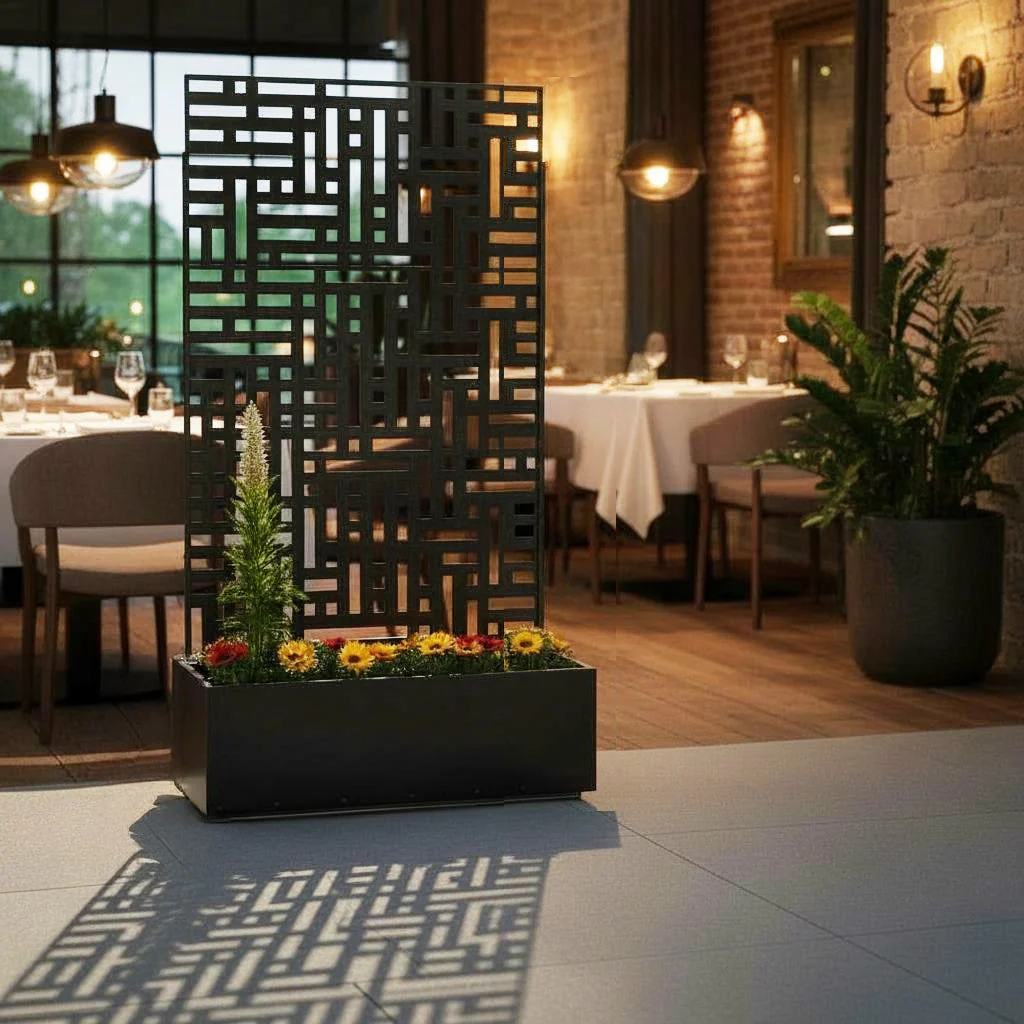 Metal Indoor/Outdoor Privacy Screen with Plant Pot - 90cm x 180cm - Image 5
