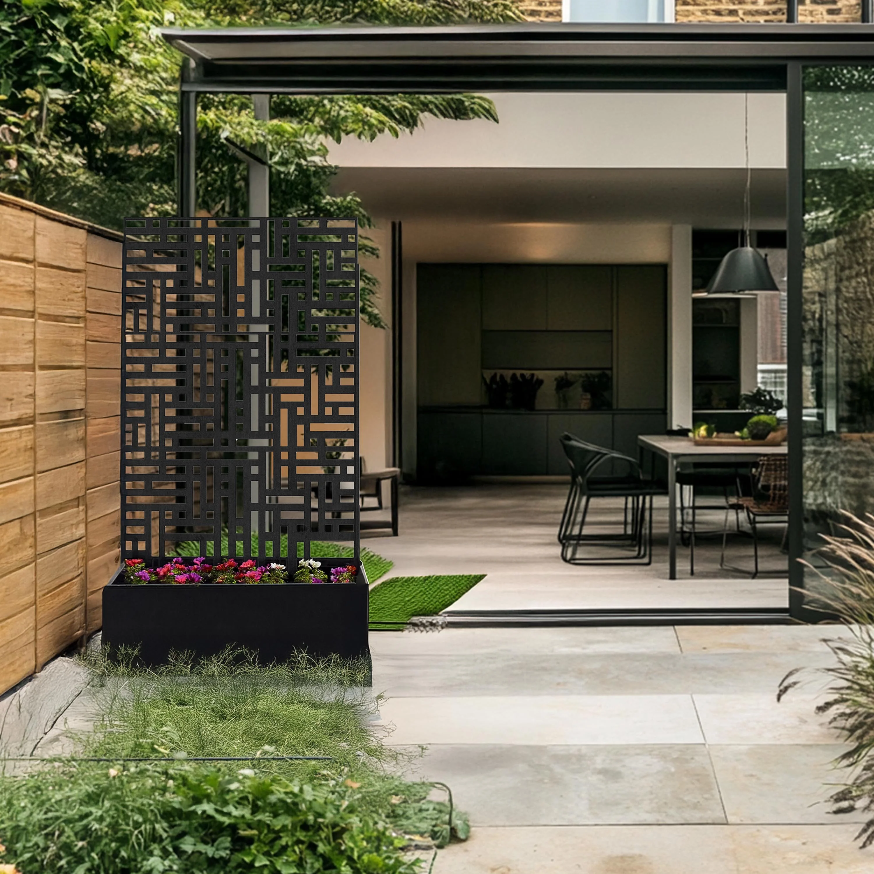 Metal Indoor/Outdoor Privacy Screen with Plant Pot - 90cm x 180cm - Image 9