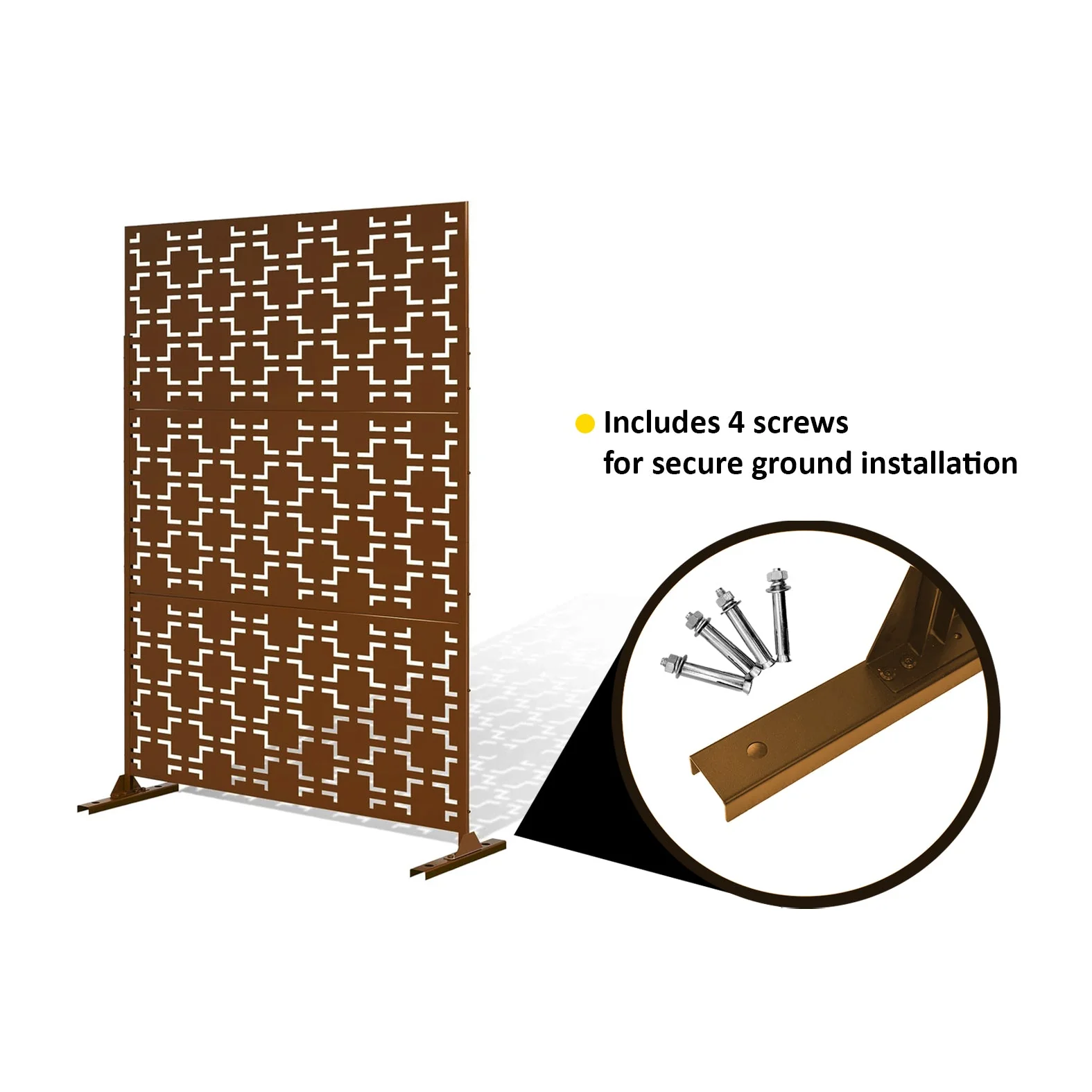 Metal Indoor/Outdoor Privacy Screen with Stand 120cm x 180cm - Squares - Image 10