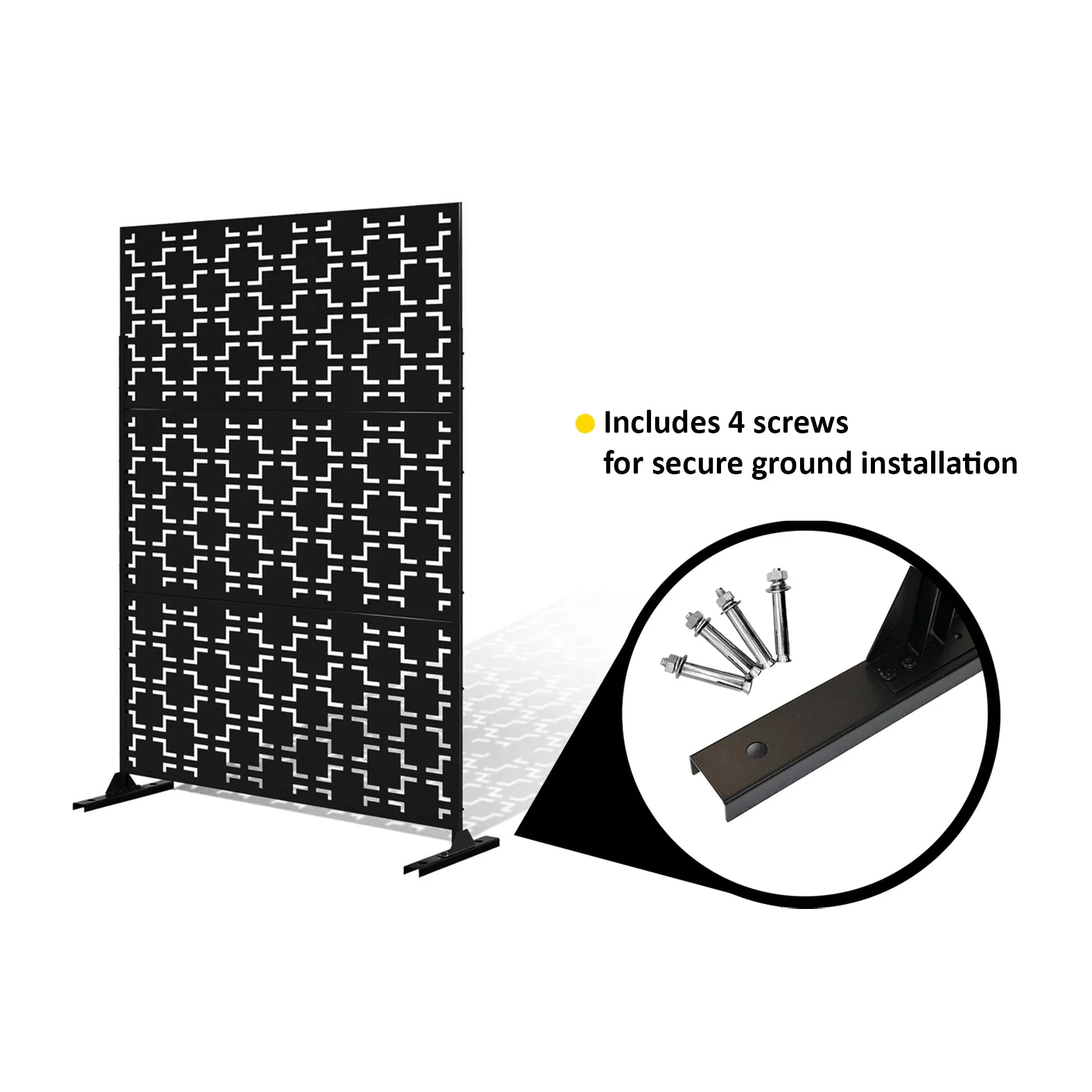 Metal Indoor/Outdoor Privacy Screen with Stand 120cm x 180cm - Squares - Image 5