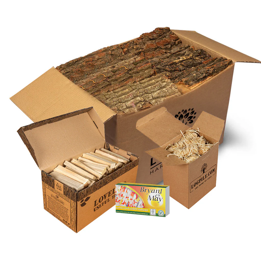 Oak Starter Kit. Kiln Dried Oak Logs, Kindling, Natural Firelighters and Matches - Image 2