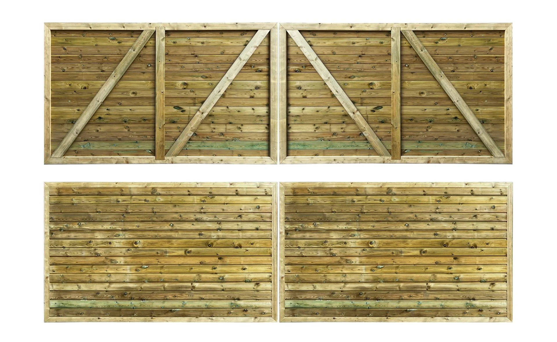 Pair Of Driveway Gates - Premium Horizontal Tongue And Groove - Height 150cm