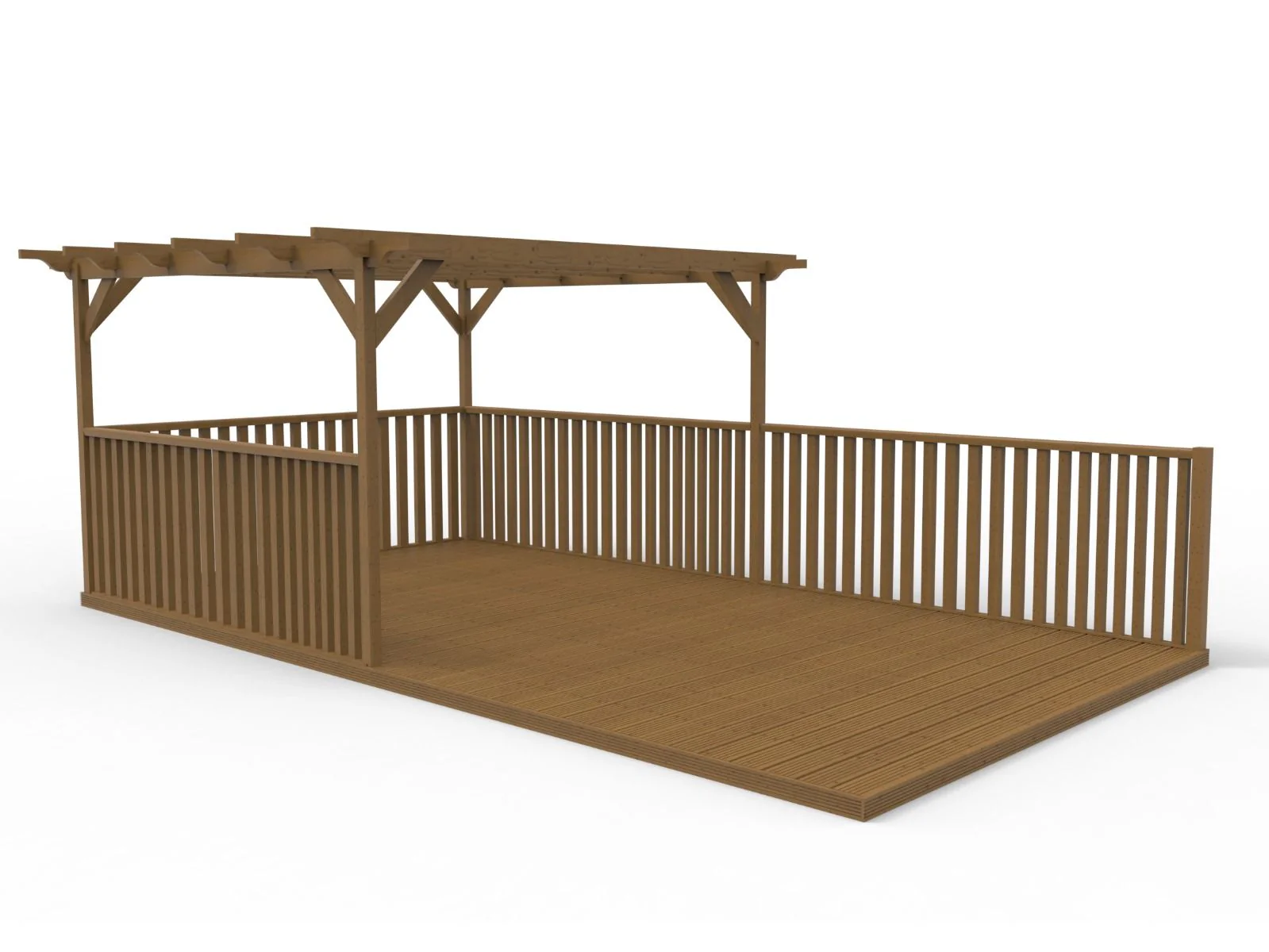 Rectangular Pergola And Decking Kit With Balustrade V.9 - Image 4