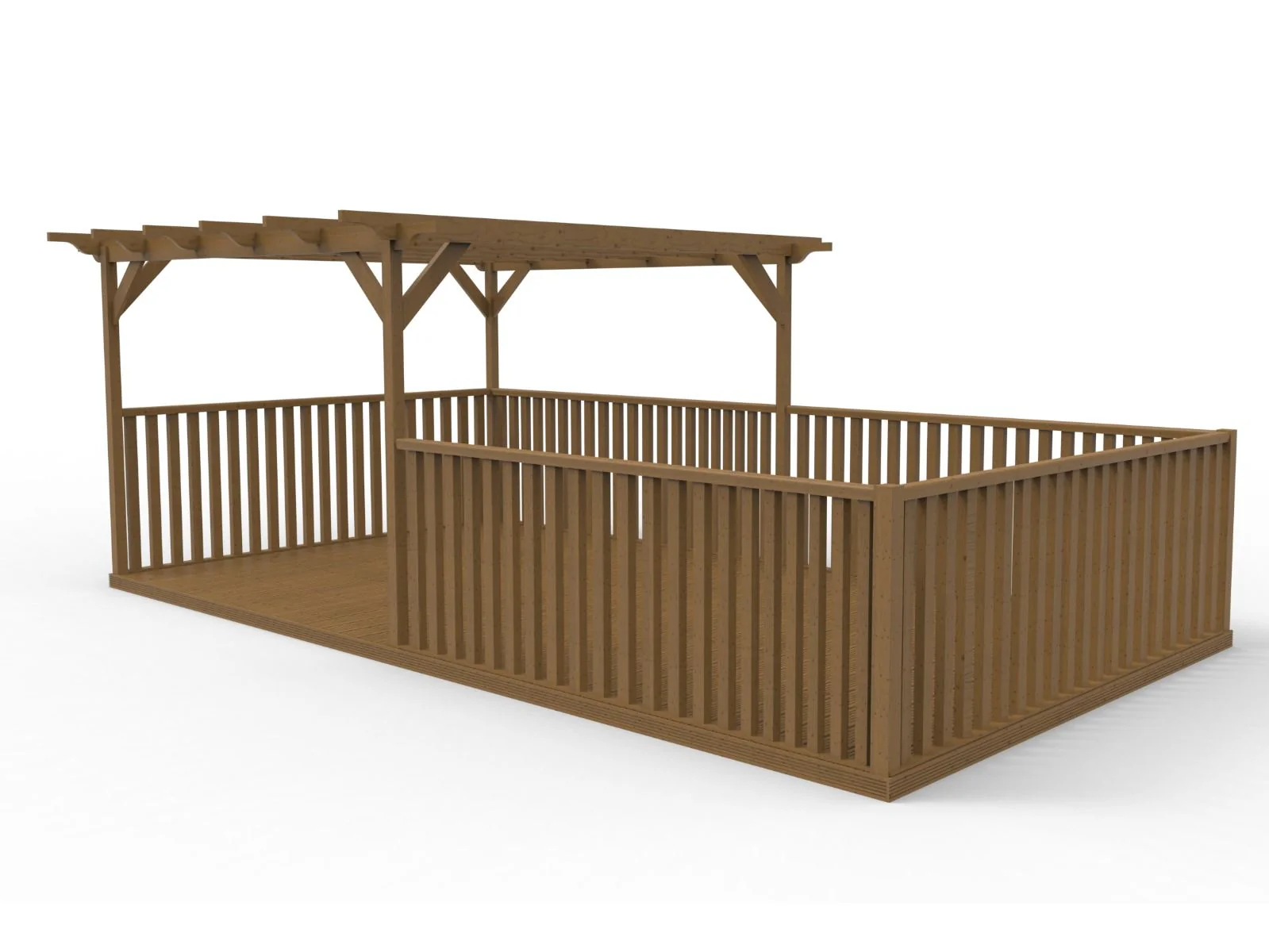 Rectangular Pergola and Decking Kit With Balustrades V.12 - Image 3