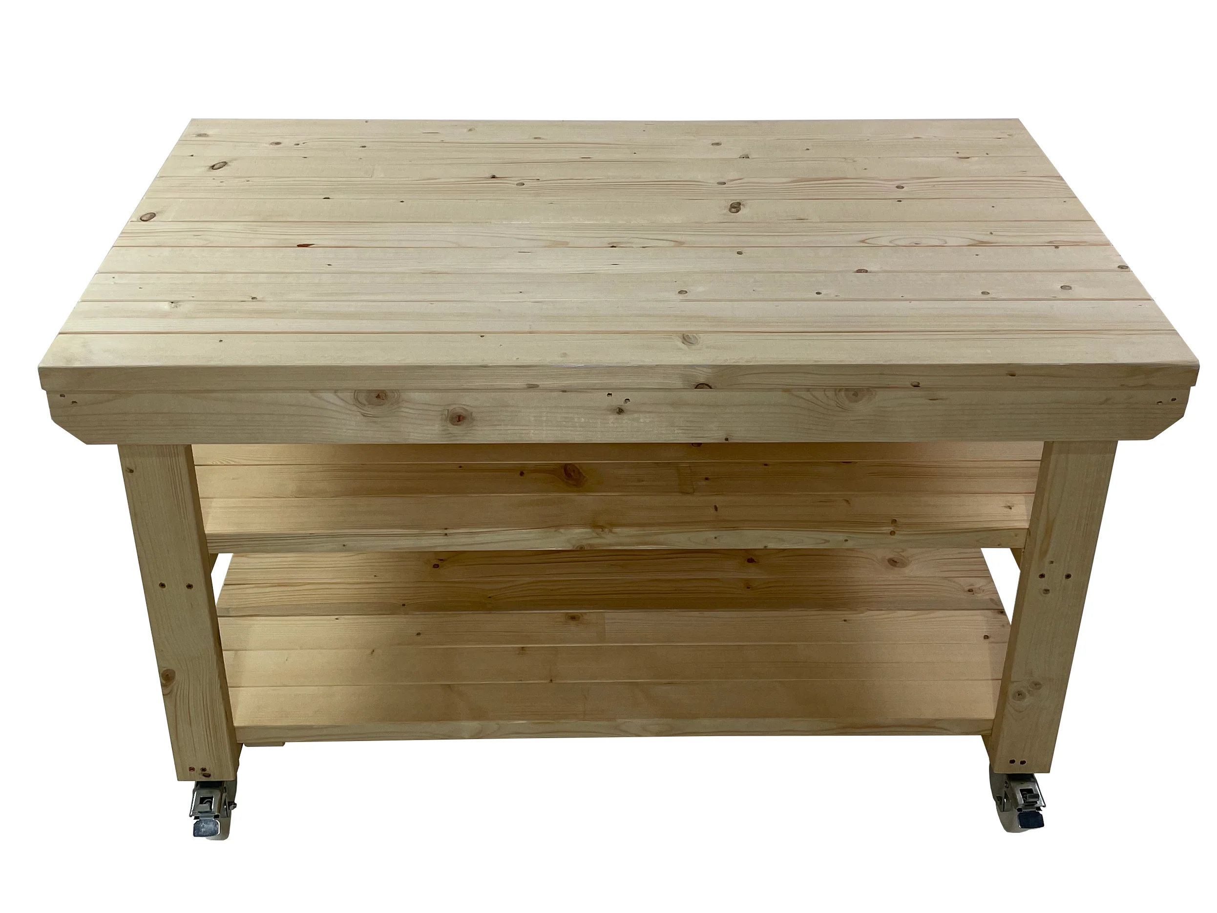 Rotem Wooden Kiln-Dry Workbench Depth-3ft With Wheels and Double Shelf - Image 3