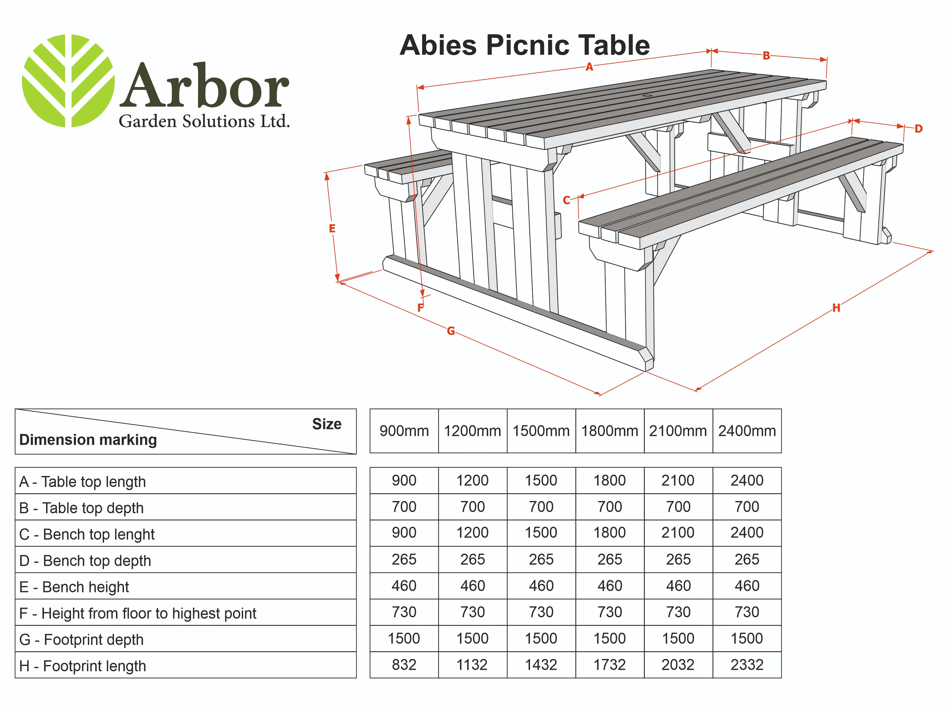 Abies Rounded Picnic Table and Benches Set - Image 2