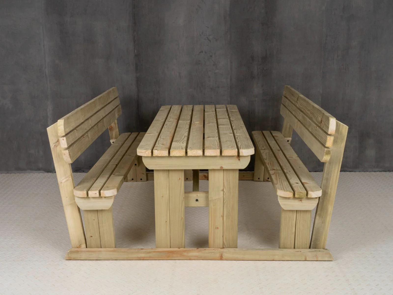 Rounded Alders Picnic Table Benches Set With Backrest - Image 10