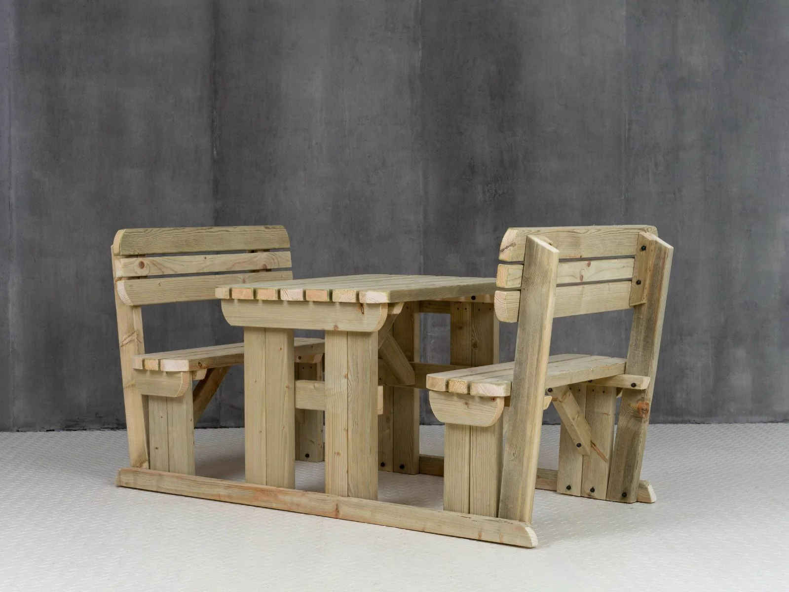 Rounded Alders Picnic Table Benches Set With Backrest - Image 11
