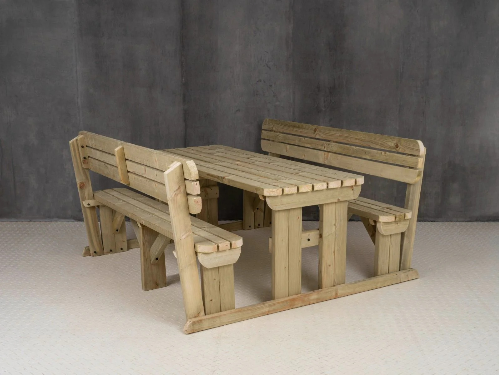 Rounded Alders Picnic Table Benches Set With Backrest - Image 12