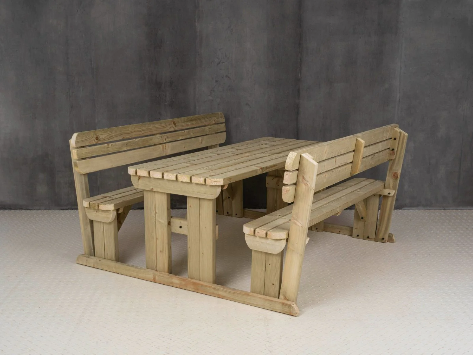 Rounded Alders Picnic Table Benches Set With Backrest - Image 13