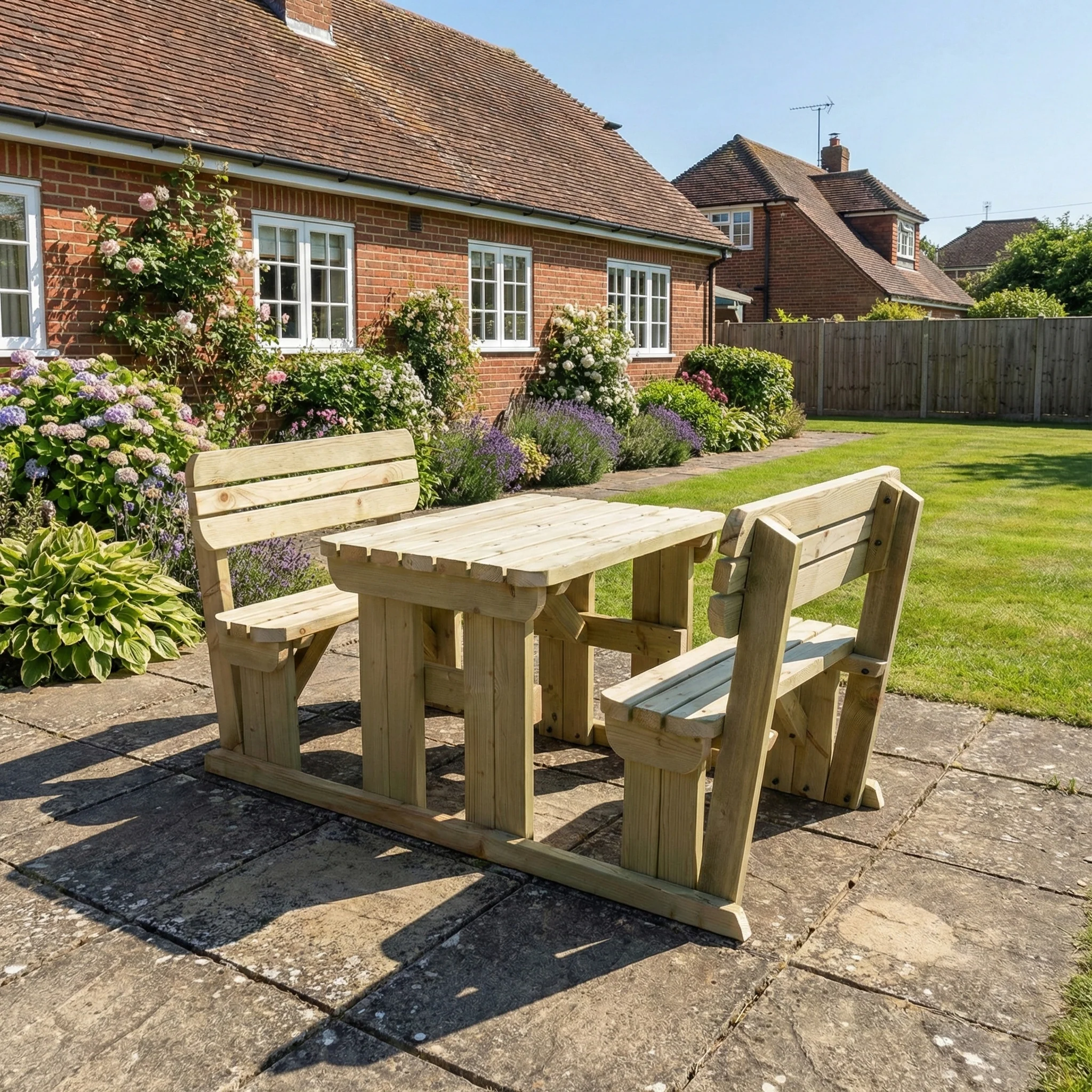 Rounded Alders Picnic Table Benches Set With Backrest - Image 4