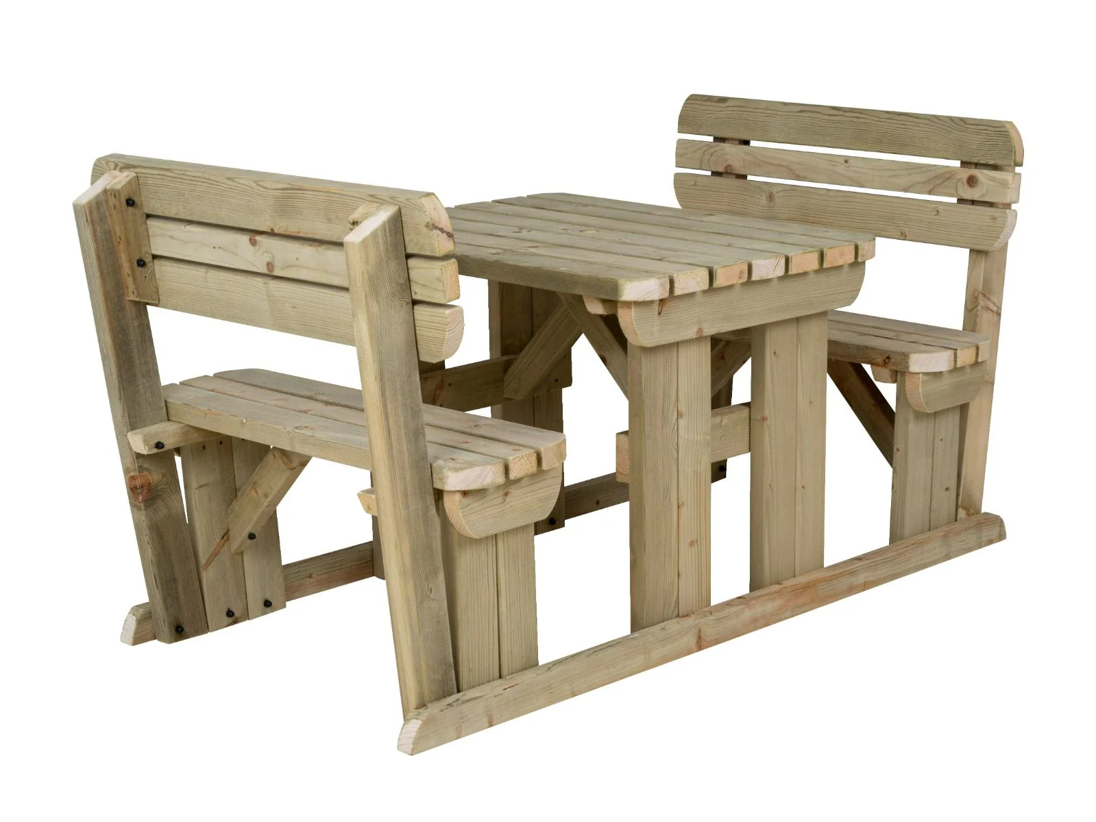 Rounded Alders Picnic Table Benches Set With Backrest - Image 6
