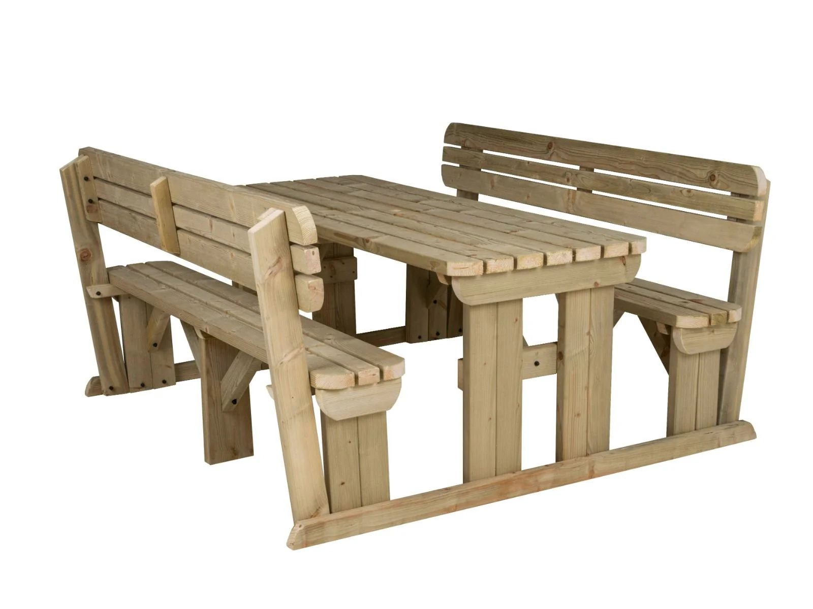 Rounded Alders Picnic Table Benches Set With Backrest - Image 7