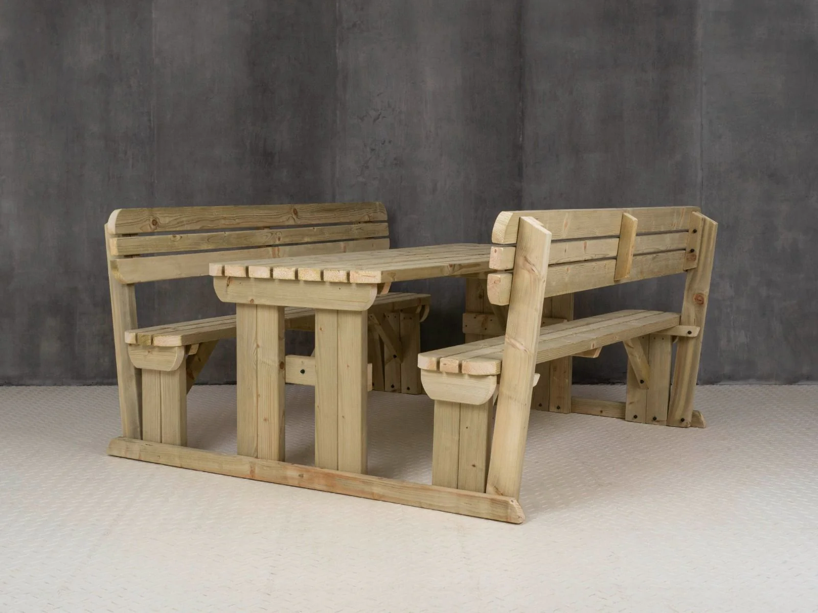 Rounded Alders Picnic Table Benches Set With Backrest - Image 8