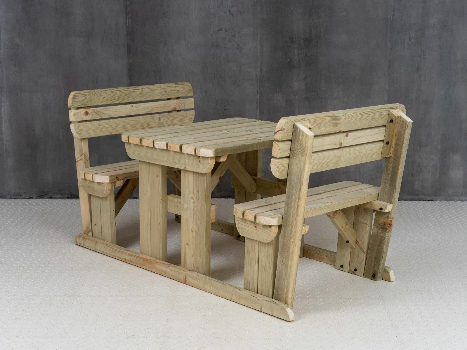 Rounded Alders Picnic Table Benches Set With Backrest - Image 9