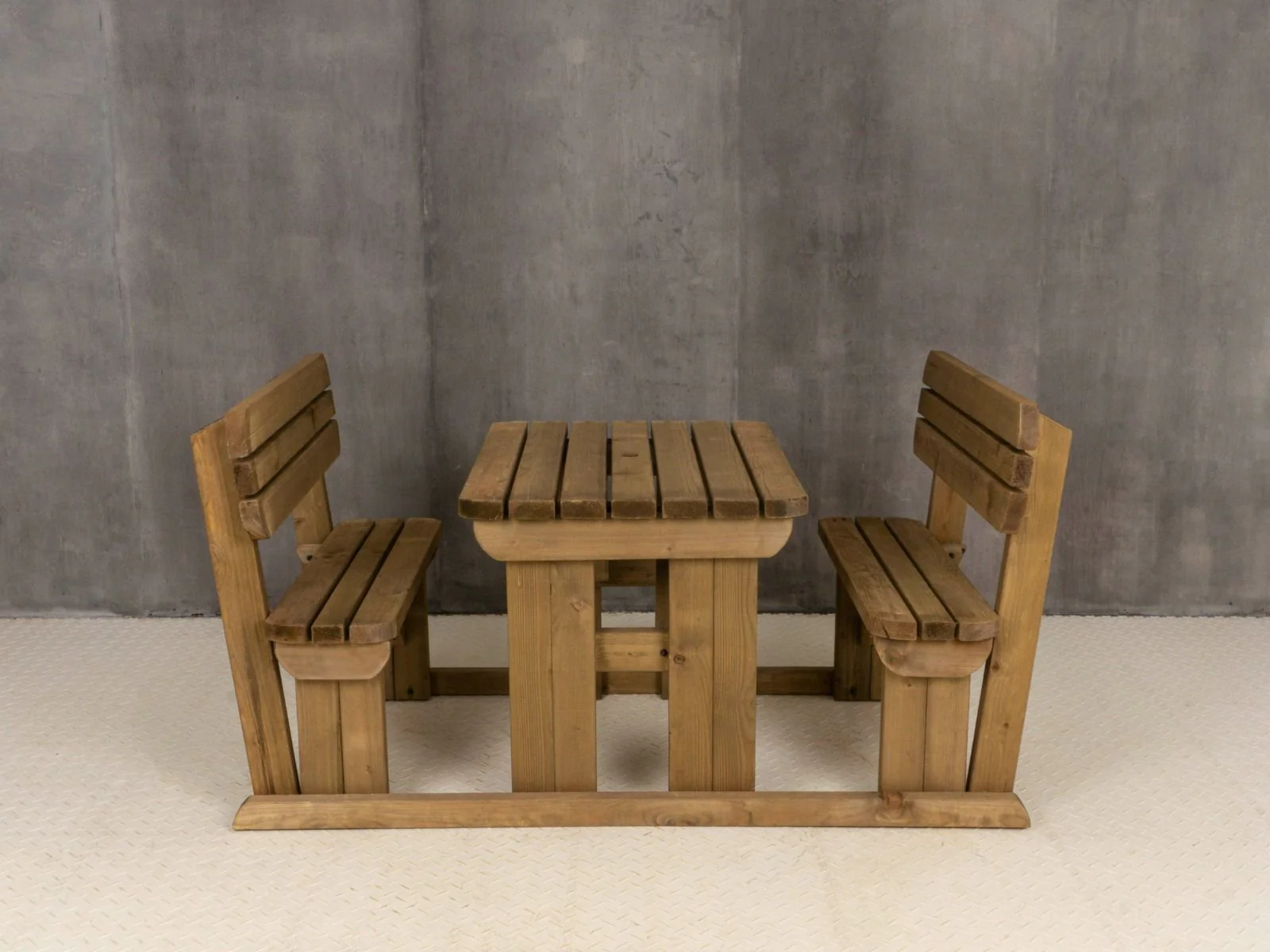 Alders Rounded Picnic Table and Benches Set With Backrest - Rustic Finish - Image 11