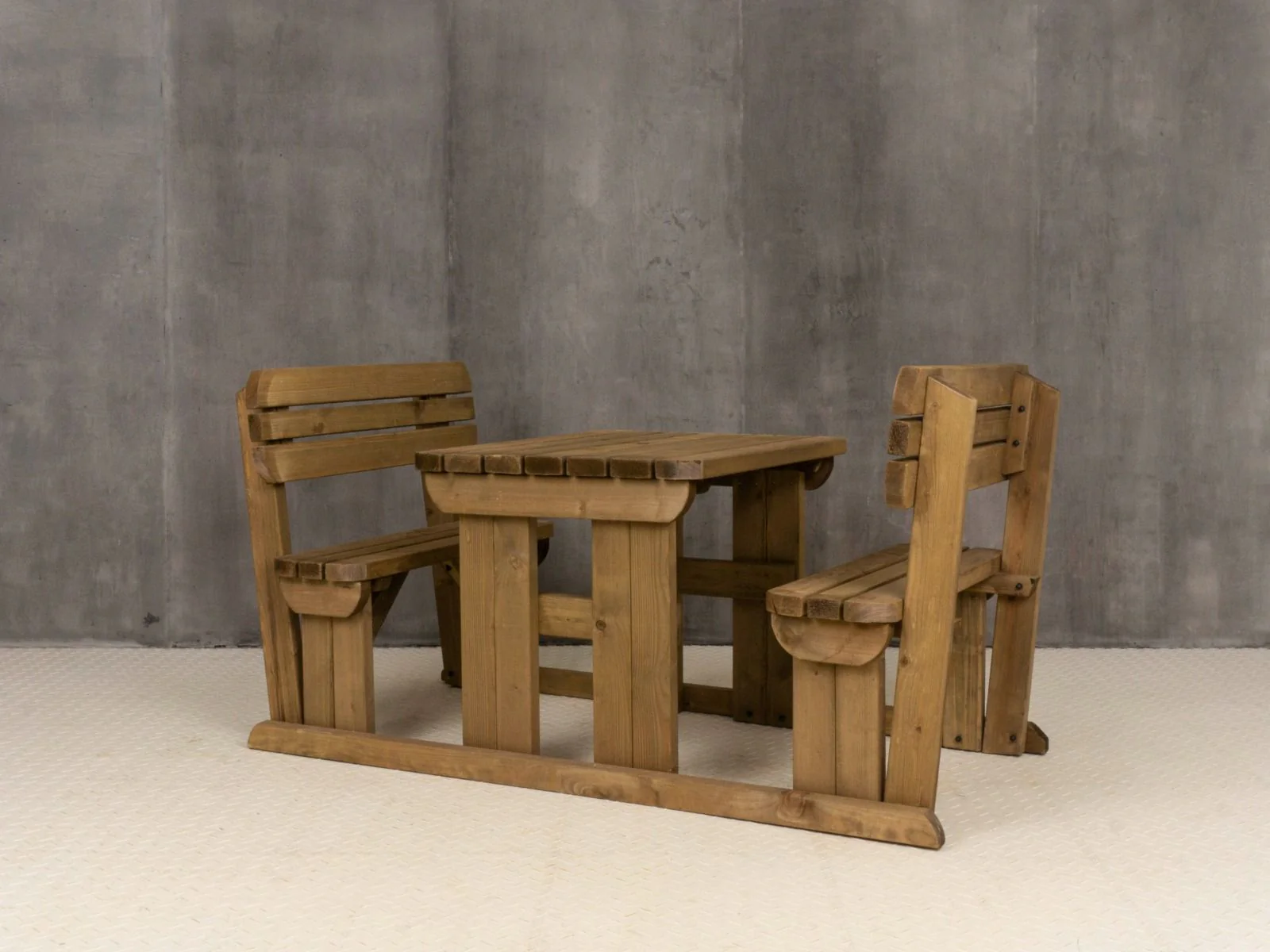 Alders Rounded Picnic Table and Benches Set With Backrest - Rustic Finish - Image 14