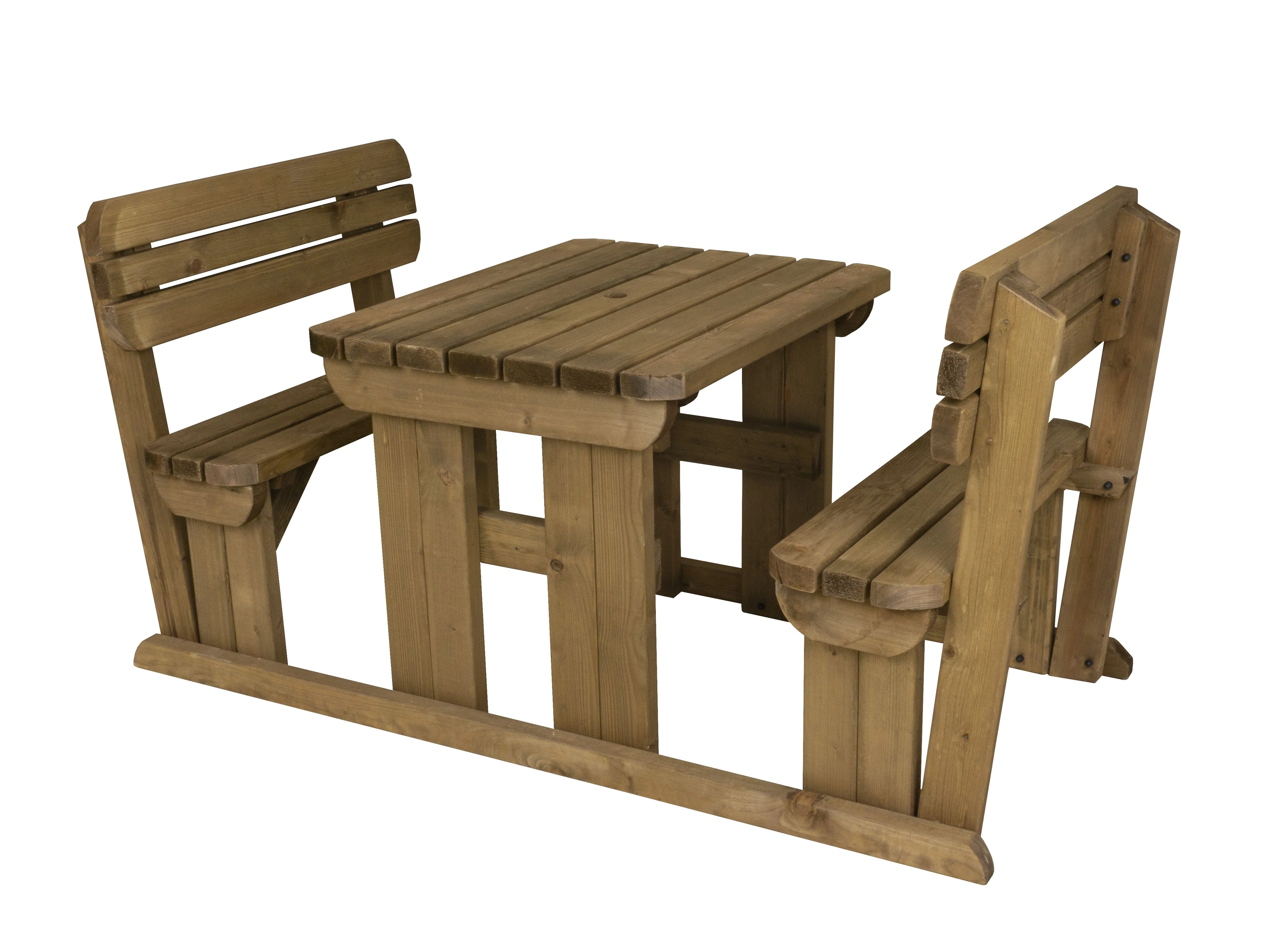 Alders Rounded Picnic Table and Benches Set With Backrest - Rustic Finish - Image 15