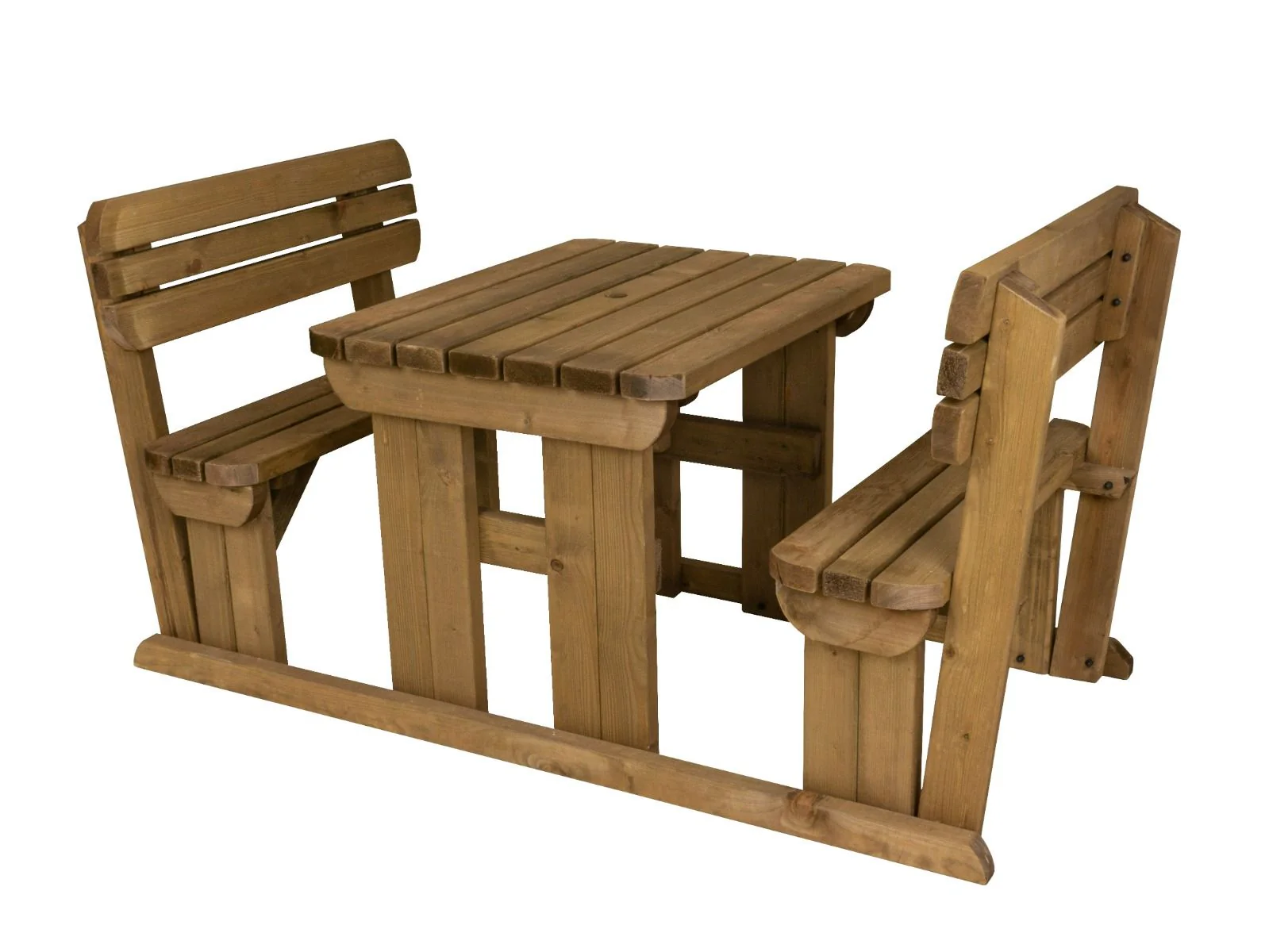 Alders Rounded Picnic Table and Benches Set With Backrest - Rustic Finish - Image 6