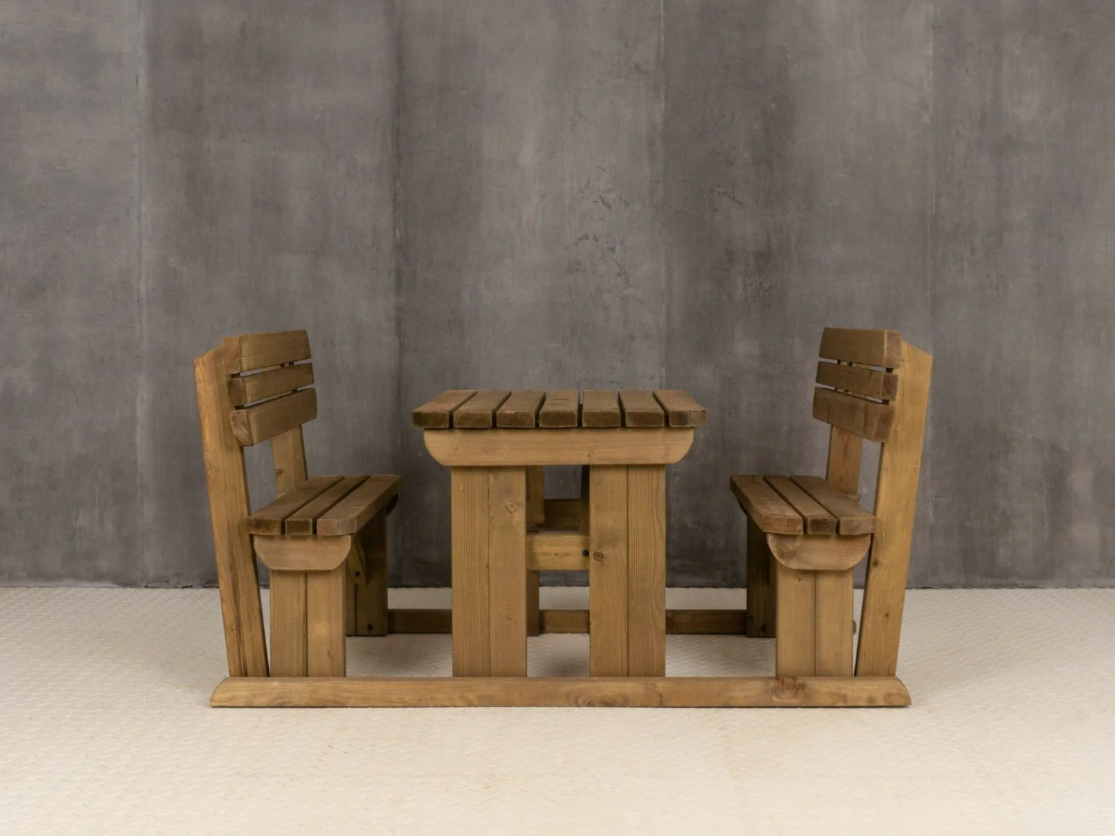 Alders Rounded Picnic Table and Benches Set With Backrest - Rustic Finish - Image 9
