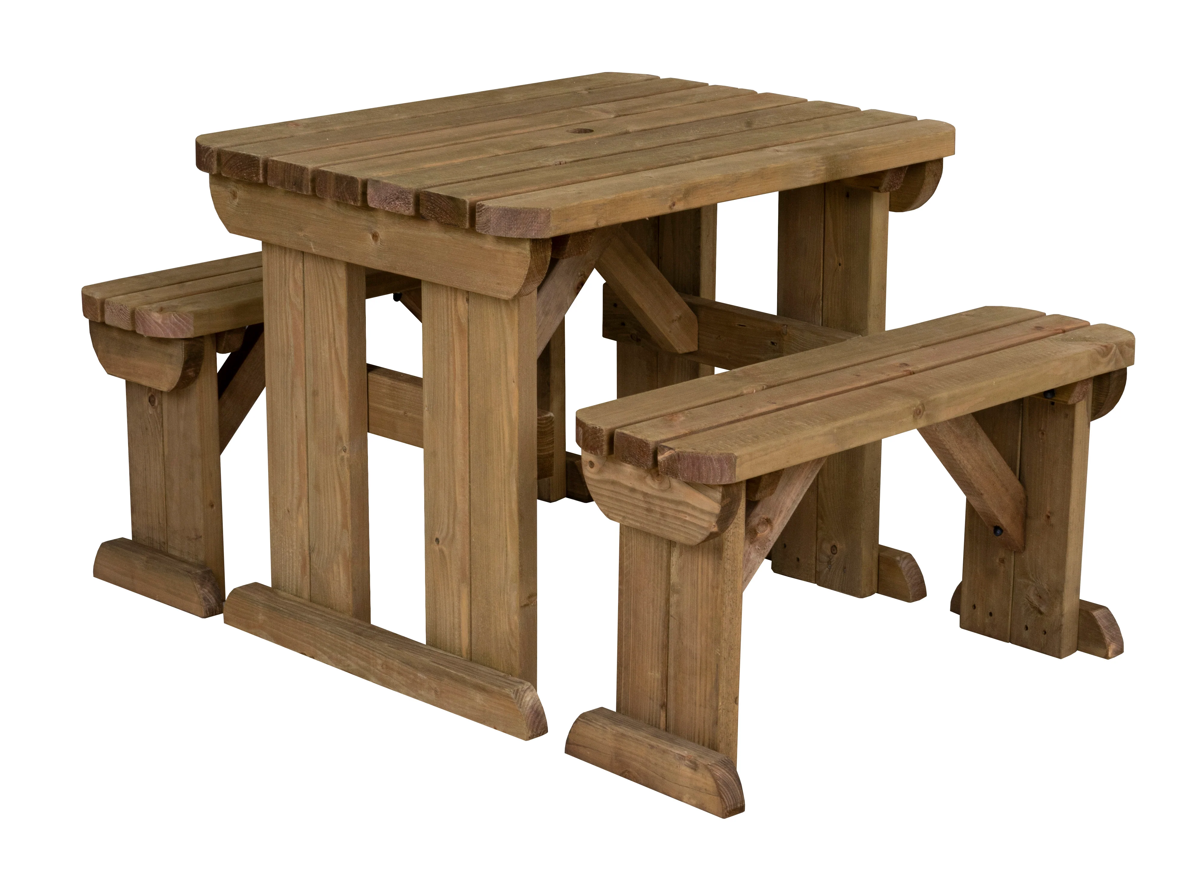 Aspen Rounded Picnic Table and Benches Set - Rustic Finish - Image 14