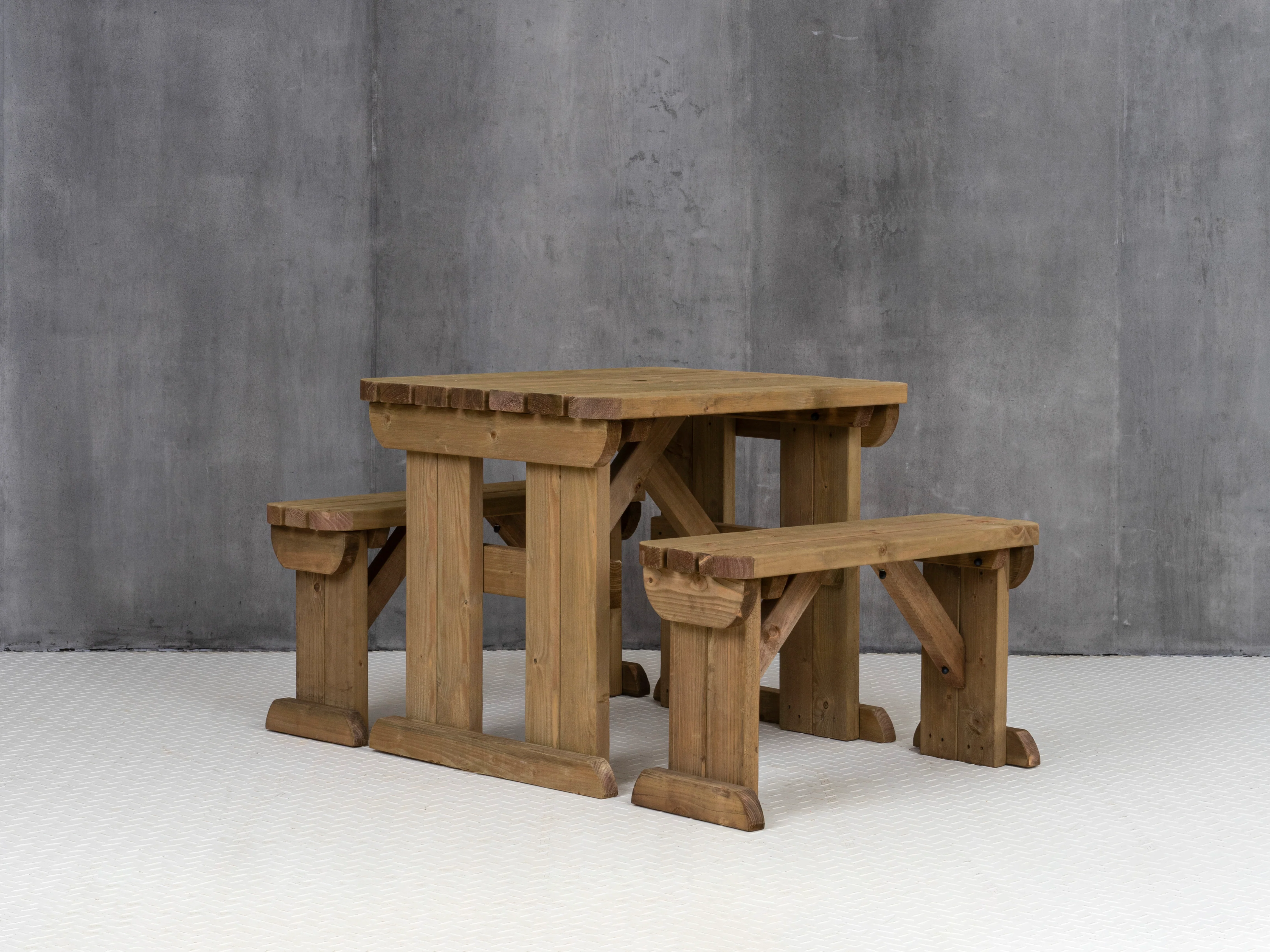 Aspen Rounded Picnic Table and Benches Set - Rustic Finish - Image 7