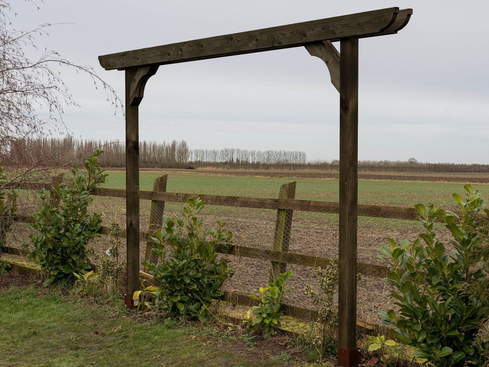 Screen Double Beam Pergola, Plant Climbing Arbour - Corbel Sculpted Brace - Image 9