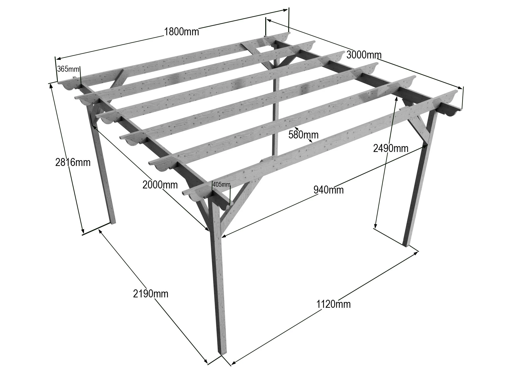 Sculpted Wooden Garden Pergola Kit - Image 10