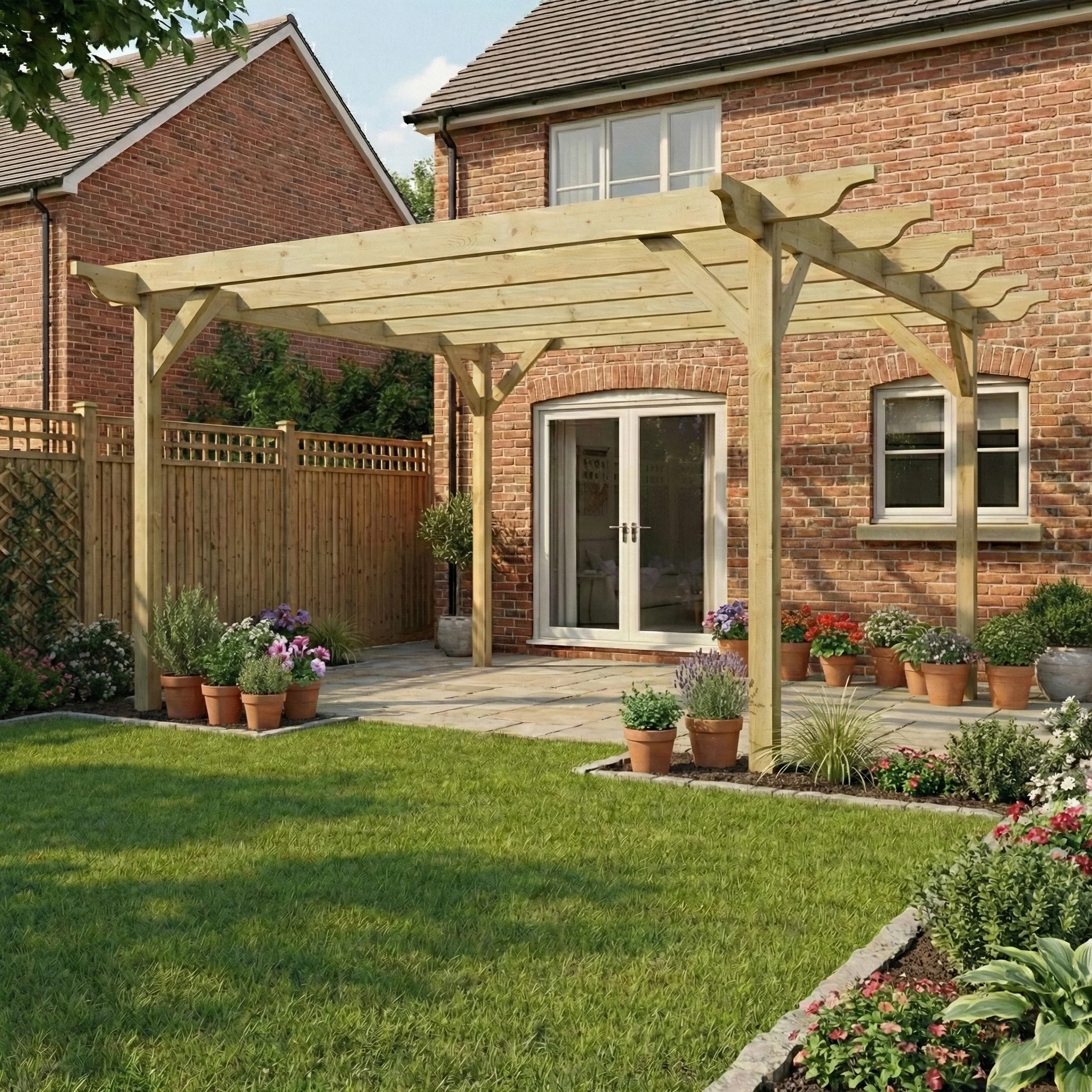 Sculpted Wooden Garden Pergola Kit - Image 7