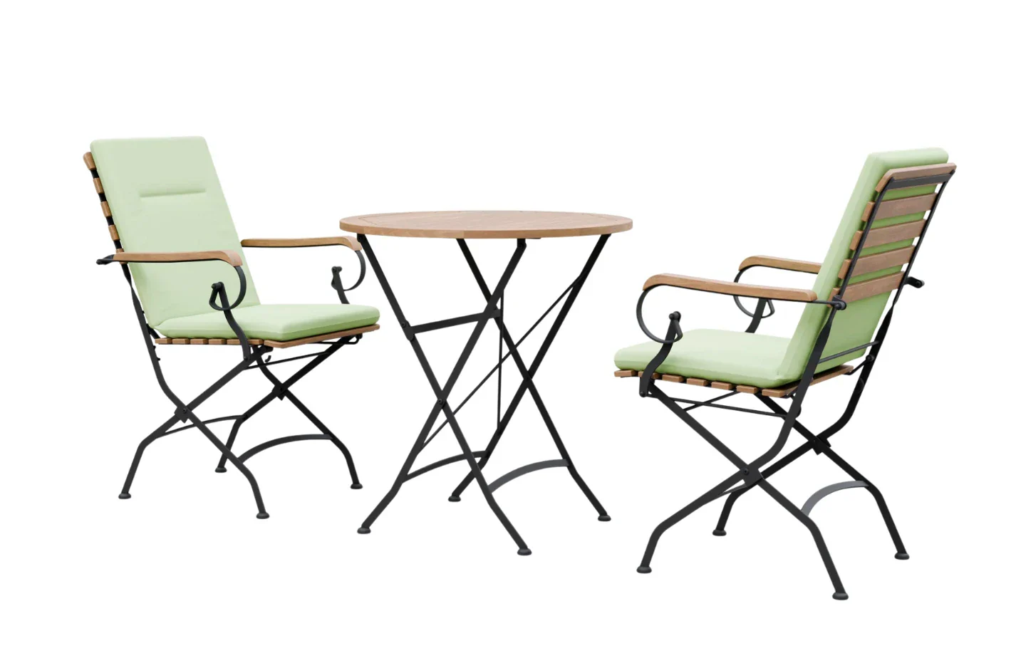Sicily 2 Seater Teak and Wrought Iron Round 70cm Garden Dining Set - Image 11
