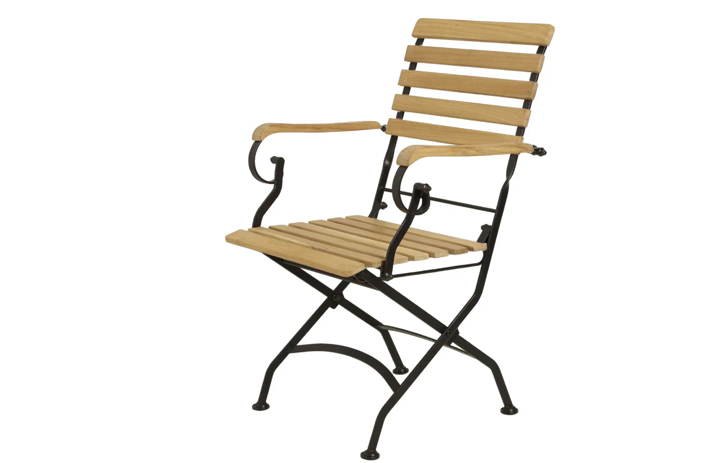 Sicily 4 Seater Teak and Wrought Iron Rectangular 120cm Garden Dining Set - Image 3