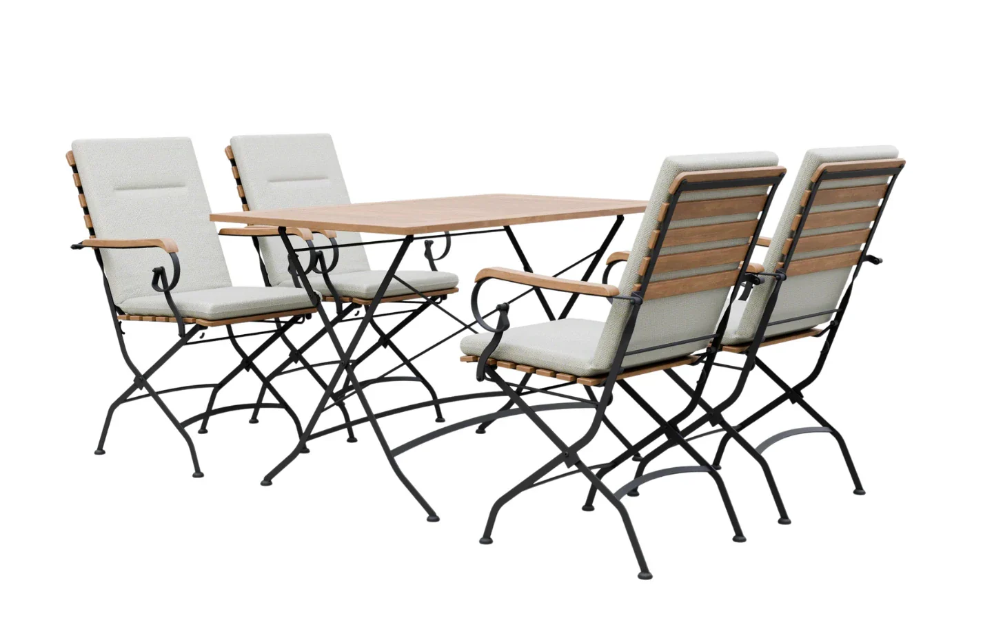 Sicily 4 Seater Teak and Wrought Iron Rectangular 120cm Garden Dining Set - Image 6